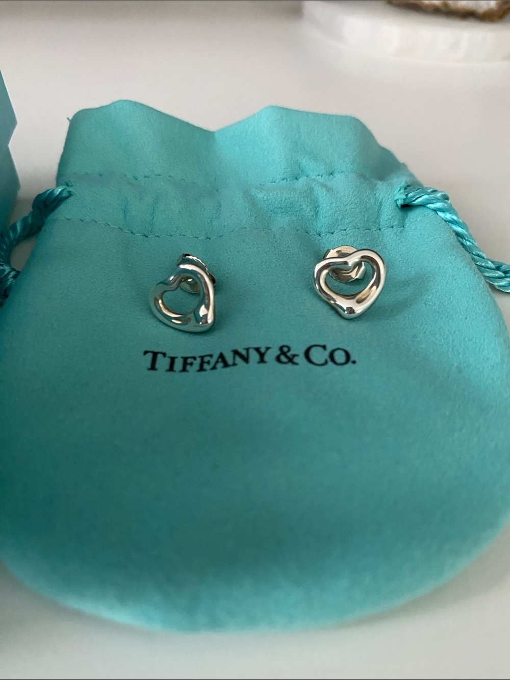 Tiffany & Co Sterling Silver Open Heart Earrings